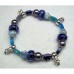 RTD-2775 : Blue Lampwork and Crystal Beads Winter Bracelet with Snowmen at Heavens Charms