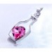 RTD-3676 : Bottle Frame Pink Crystal Heart Pendant Necklace at Heavens Charms