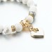 RTD-3855 : White Marble Bead with Heart Charm Bracelet at Heavens Charms