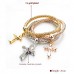 RTD-3847 : Multilayer 3pc Gold Silver Copper Cross Fashion Bracelet at Heavens Charms