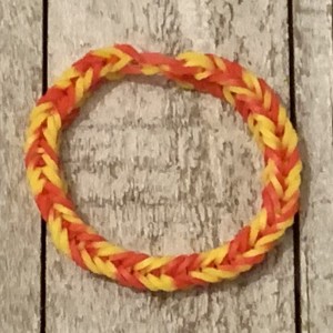 AJD-1106 : Red And Yellow Fishtail Rainbow Loom Bracelet at RTD Gifts