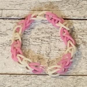AJD-1112 : Pink And White Rainbow Loom Single Chain Bracelet at RTD Gifts